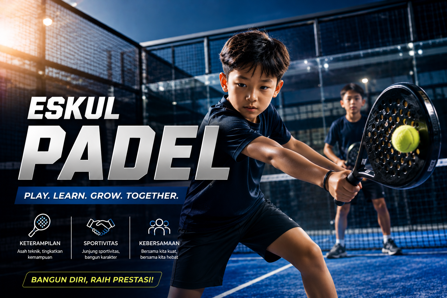 Siswa bermain padel di lapangan program Mozaiq Future Academy