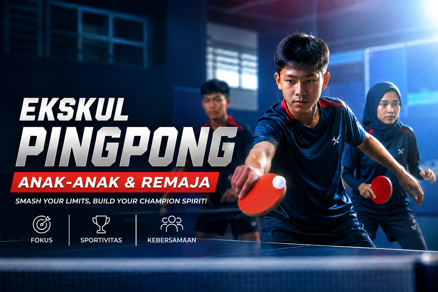 Siswa berlatih tenis meja di program Mozaiq Future Academy