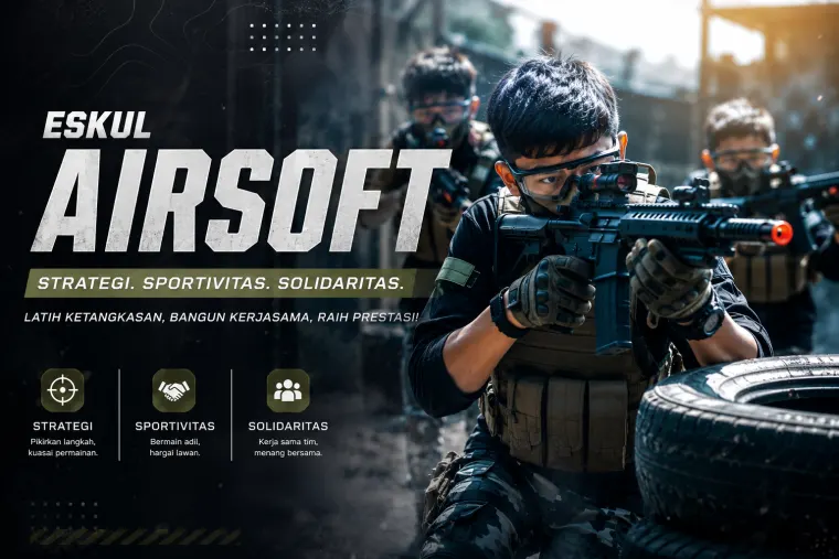 Tim siswa mengikuti latihan Airsoft Leadership dengan perlengkapan taktis